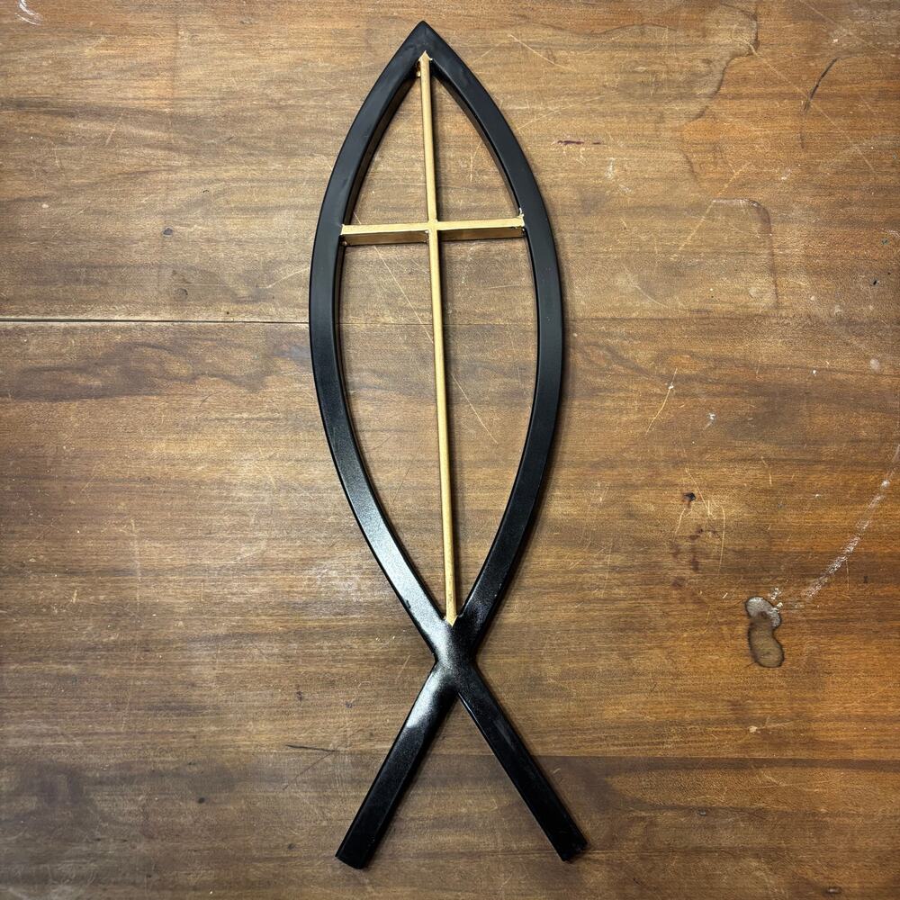 Black Metal Ichthys Jesus Fish Wall Decor